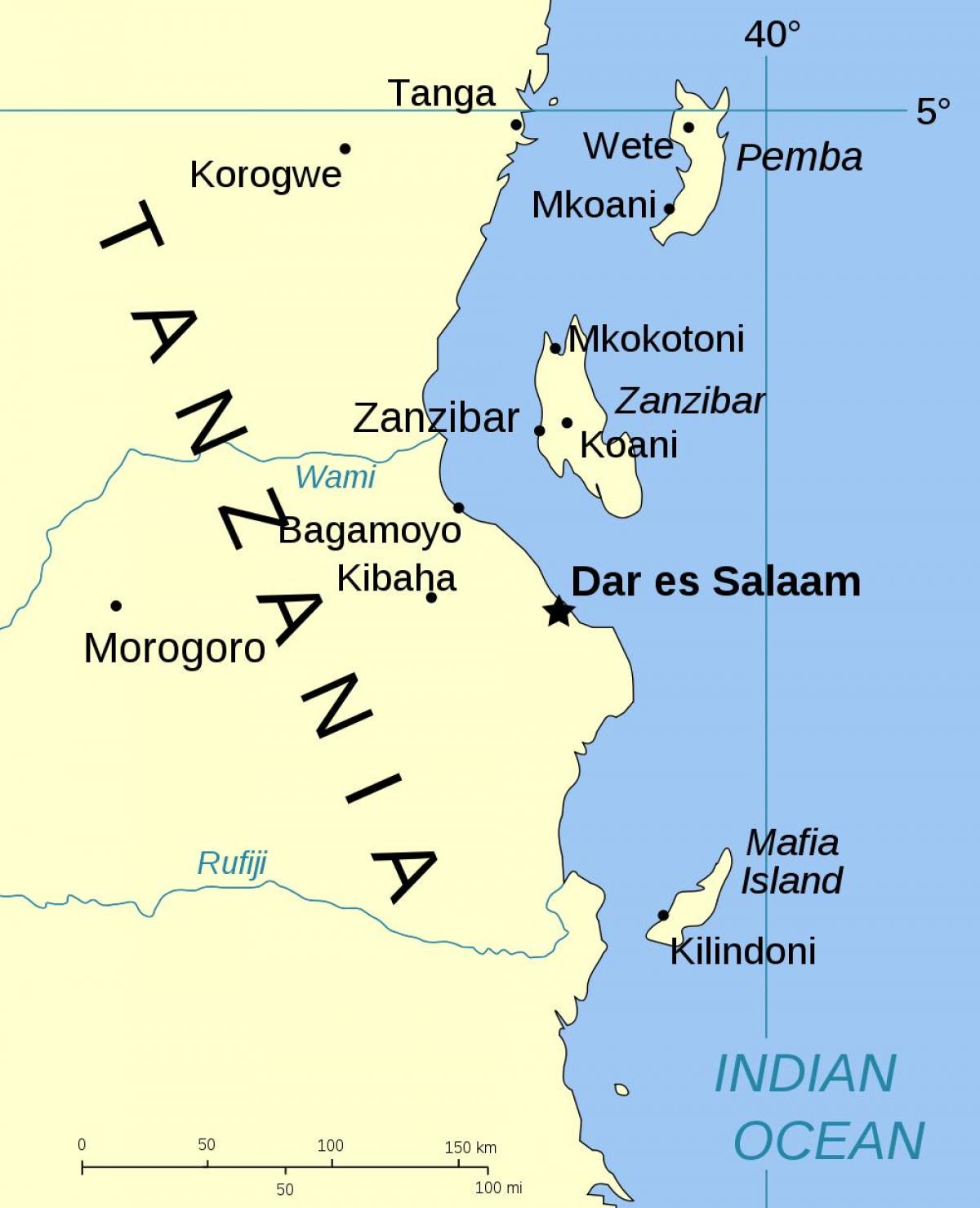 ಟಾಂಜಾನಿಯಾ ದ್ವೀಪಗಳ ನಕ್ಷೆ