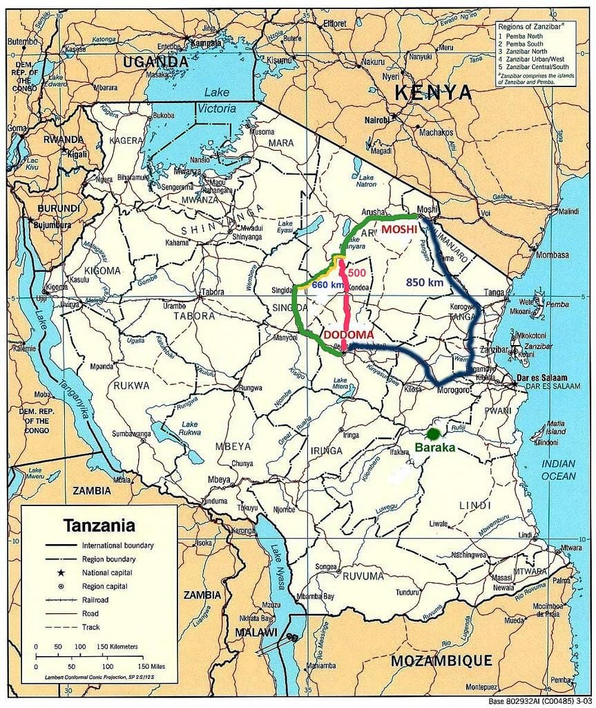 ಟಾಂಜಾನಿಯಾ ರಸ್ತೆ ನೆಟ್ವರ್ಕ್ ನಕ್ಷೆ