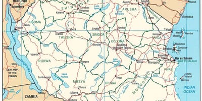 ನಕ್ಷೆ ಟಾಂಜಾನಿಯಾ ಜೊತೆ ನಗರಗಳು