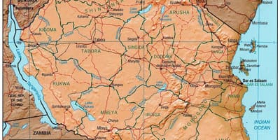 ನಕ್ಷೆ ಟಾಂಜಾನಿಯಾ ತೋರಿಸುವ ಐತಿಹಾಸಿಕ ತಾಣಗಳು